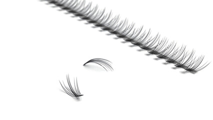 False eyelashes, bundles of eyelashes, black false eyelashes, isolated on white background. High quality photo