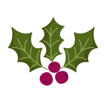 christmas holly berry cartoon icon white background