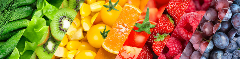 Background of fruits and vegetables. Fresh color  food. Healthy food