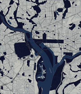Vector map of the city of Washington D.C., USA