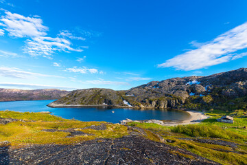 Fototapeta premium Beautiful arctic summer landscape on Barents sea