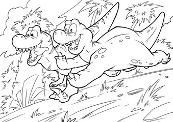 Cartoon dinosaur. drawing illustration for kids and children.