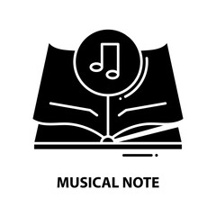 musical note icon, black vector sign with editable strokes, concept illustration