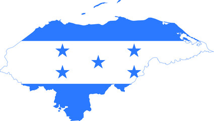 Flag of Honduras cropped inside it's map