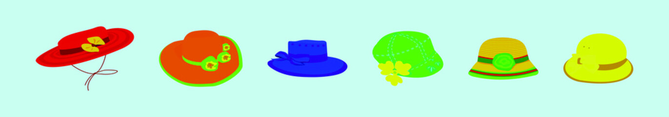 set of hat cartoon icon design template with various models. vector illustration isolated on blue background