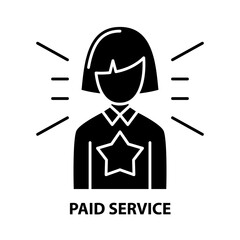 paid service icon, black vector sign with editable strokes, concept illustration