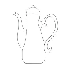 A jug or coffee pot. Simple vector linear illustration in black and white
