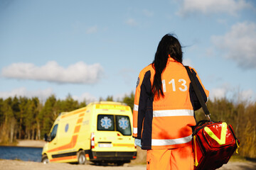 Female paramedic's epic walk towards ambulanca