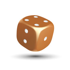 Dice on a white background. Gold dice. Casino background. Vector illustration.