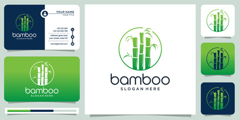 creative logo of bamboo.icon for business company,frame,leaf,panda,design Collection., Modern style and business card Vector illustration.premium vector