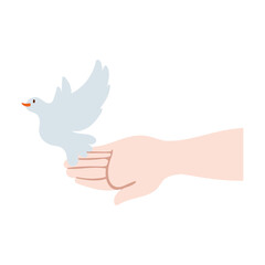 hand lifting dove bird flying peace