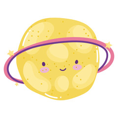 space saturn planet adventure galaxy cute cartoon icon
