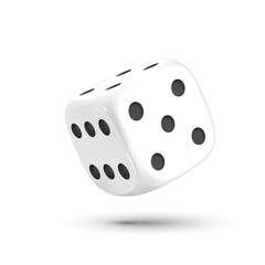 Dice on a white background. White dice. Casino background. Vector illustration.