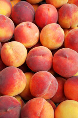 Tasty peaches on a market