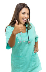 Optimistic latin american female nurse or medical student