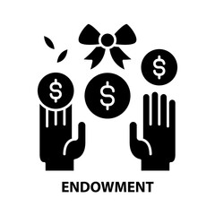 endowment icon, black vector sign with editable strokes, concept illustration