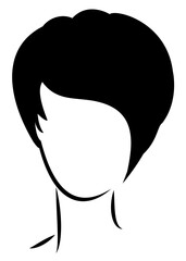 Silhouettes of female hairstyles. Lady with short hair. The girl is beautiful and stylish. Vector illustration set.