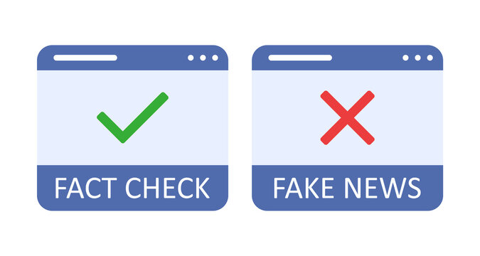 Fact Check And Fake News. Fact-checking, Verify Factual Information, Or Invalid Data. Vector Stock Illustration On White Background