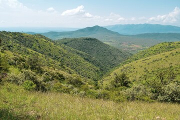 Fototapeta premium Scenic arid landscapes against sky in rural Kenya
