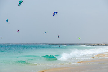 kite surfing on the beach