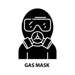 gas mask icon, black vector sign with editable strokes, concept illustration