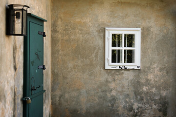 Fototapeta na wymiar Green door and window