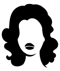 Silhouettes of womens hairstyles. Lady with long hair. The girl is beautiful and stylish. Set of vector illustrations.