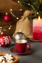 Obraz na płótnie Canvas Christmas celebration design with coffee