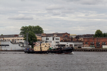 Russian tugboat in Neva River