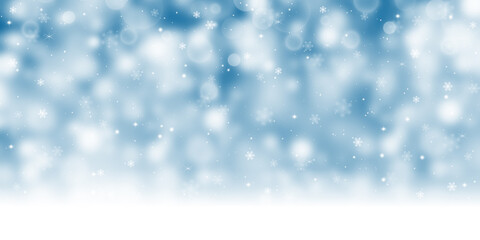 Christmas light blue background with snow