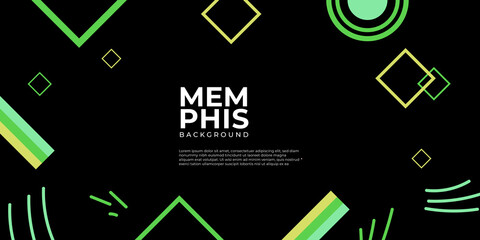Black green yellow memphis abstract background