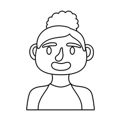 young woman avatar character line style icon