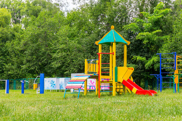 Children's playground summer view, place for games and physical activity.