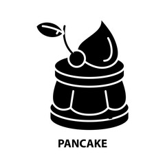 pancake icon, black vector sign with editable strokes, concept illustration