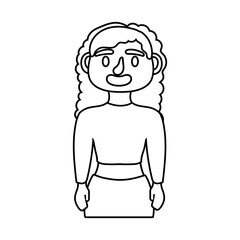 young woman avatar character line style icon