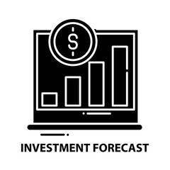investment forecast icon, black vector sign with editable strokes, concept illustration