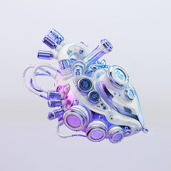 Fototapeta premium Violet cyborg replacement heart motor, 3d rendering 
