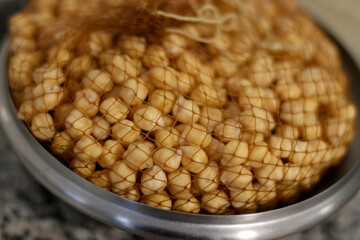 Chickpeas in a net