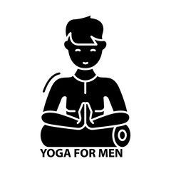yoga for men icon, black vector sign with editable strokes, concept illustration