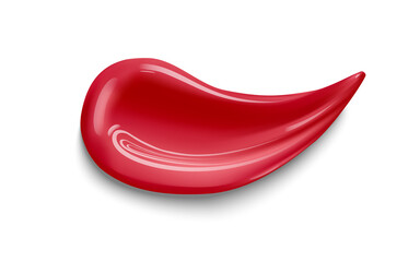 Realistic pink makeup smear of lip gloss isolated on white background.  Set of different lip gloss on white background. Sample oiled makeup. Vector.