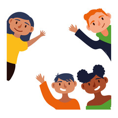 young interracial people avatars characters