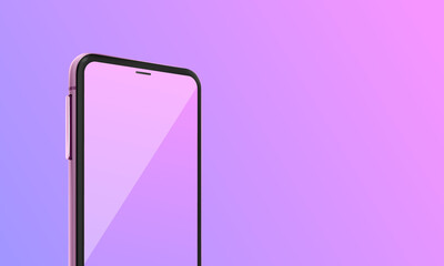 Mobile phone on a pink background. . Technological background. Realistic vector illustration of mockup phone for banner or advertising. Vector.