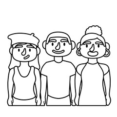 young people avatars characters line style icon