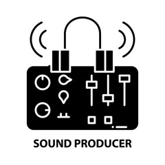 sound producer icon, black vector sign with editable strokes, concept illustration