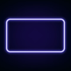 Neon glowing rectangle Fframe for banner on dark background Vector vintage colored lights. Retro neon sign