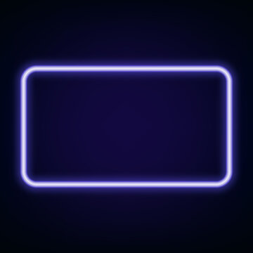 Neon glowing rectangle Fframe for banner on dark background Vector vintage colored lights. Retro neon sign