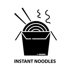 instant noodles icon, black vector sign with editable strokes, concept illustration