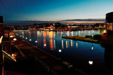 Fototapeta premium Baltimore during Covid-19 as seen in November 2020. Nightvew of the city.