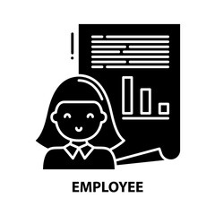 employee icon, black vector sign with editable strokes, concept illustration