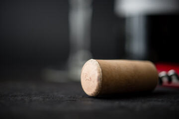 Uncorked cork in the corkscrew